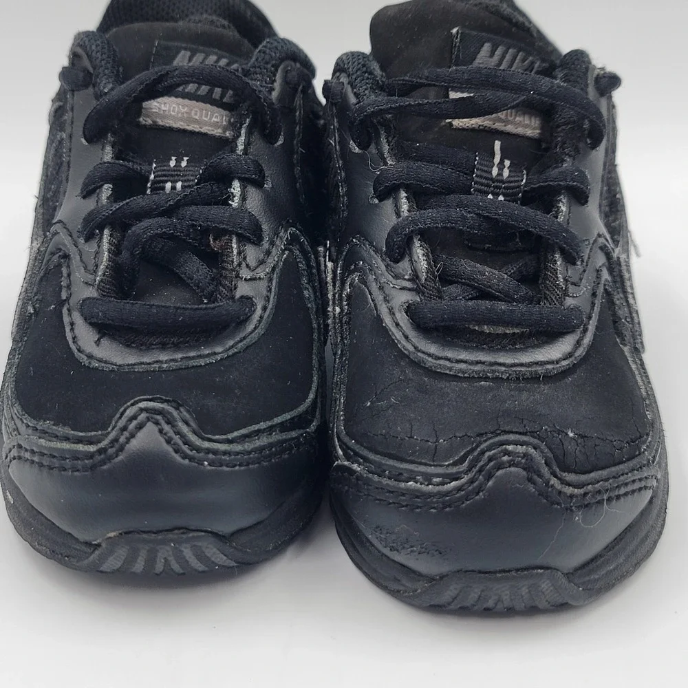 Y2k Nike Shox 2010 TD Toddler Size 5C Triple Black Running Shoes Sneakers Read